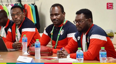 Secretarybirds in red